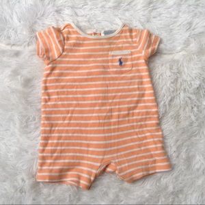 Boys romper polo orange white striped